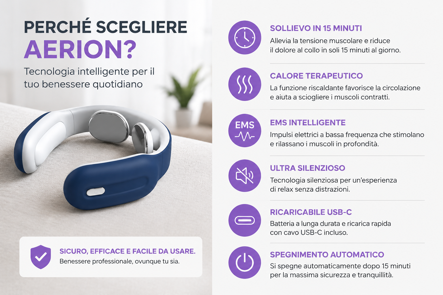 Massaggiatore Cervicale Elettrico con Calore — Sollievo Immediato da Collo e Spalle